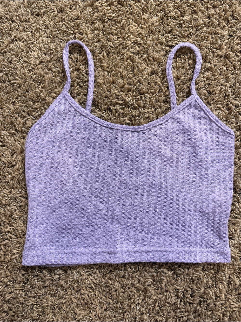 Lilac Ribbed Spaghetti Strap Crop Top
